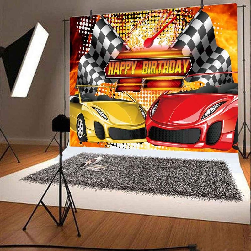 FHZON Racing Car Backdrop for Birthday Party Decorations FHZON 7x5ft Birthday Backgrounds Theme Party Photography Background Wallpaper Photo Booth Prop BJLHFH65 - Image 5
